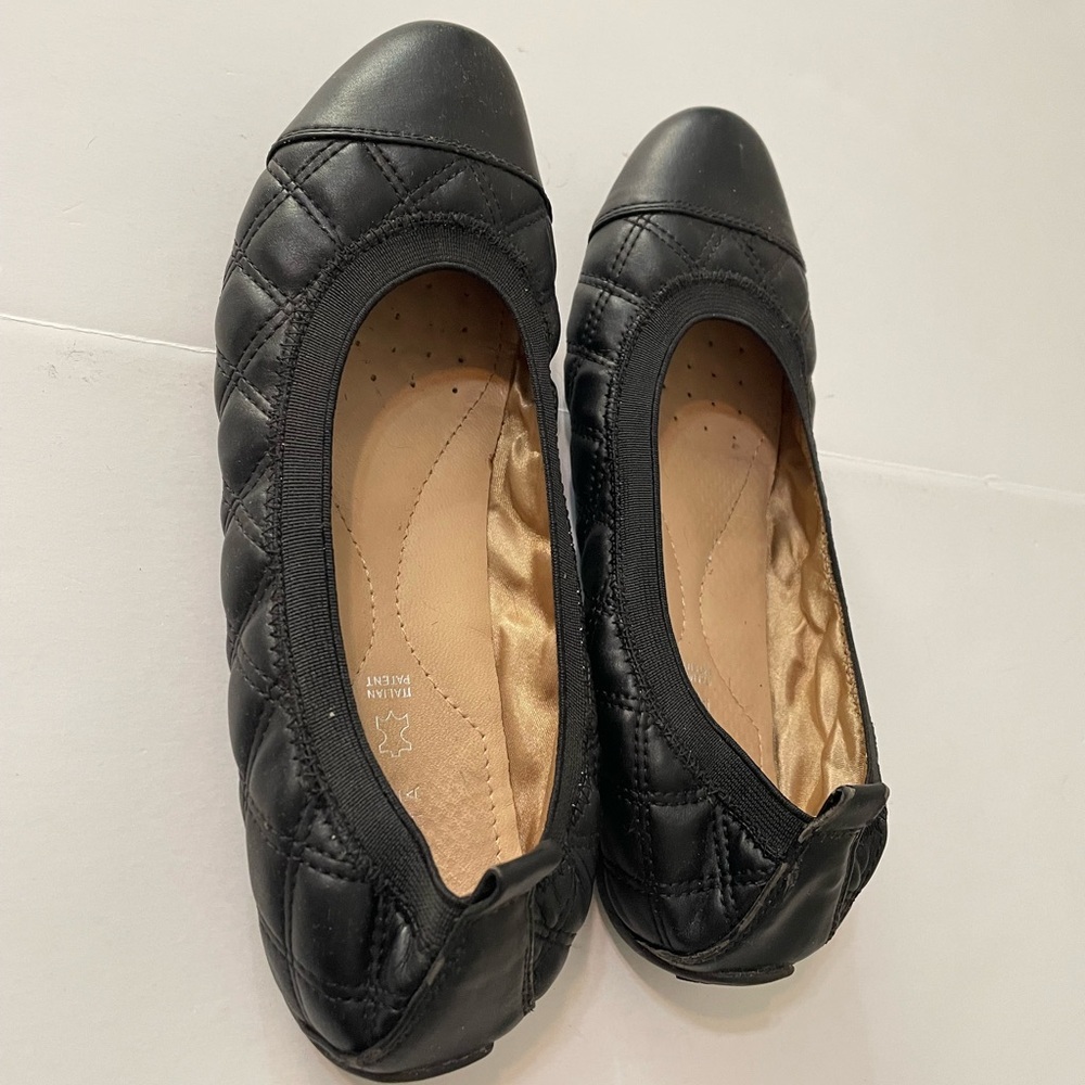 Geox Black Suede Uma Ballerina W Patent Leather Toe Ballet Flat Size EU37/US 6.5